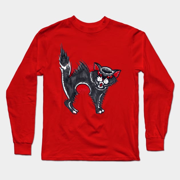 Scardy Cat Long Sleeve T-Shirt by Brieana